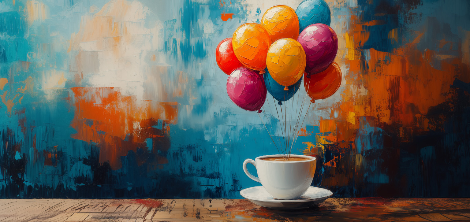 Etykieta kawy Gratulacje - kawa i balony