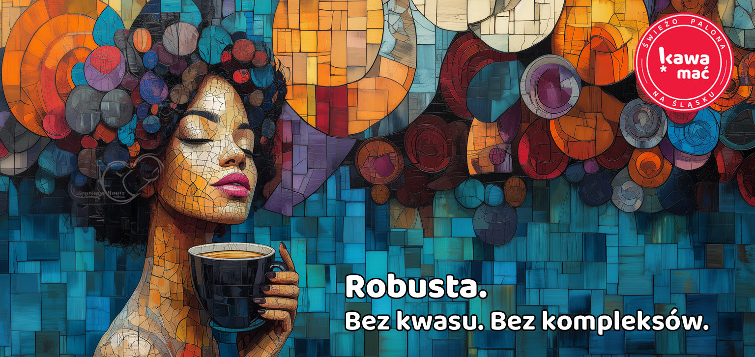 mozaika kobiety trzymającej kawę