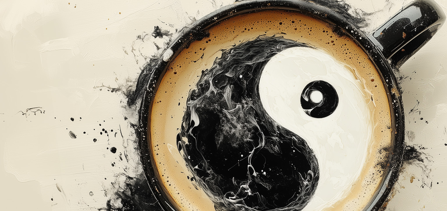 filiżanka kawy z symbolem yin yang